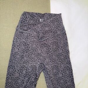 Grey Floral Buffbunny Cross Waist Leggings